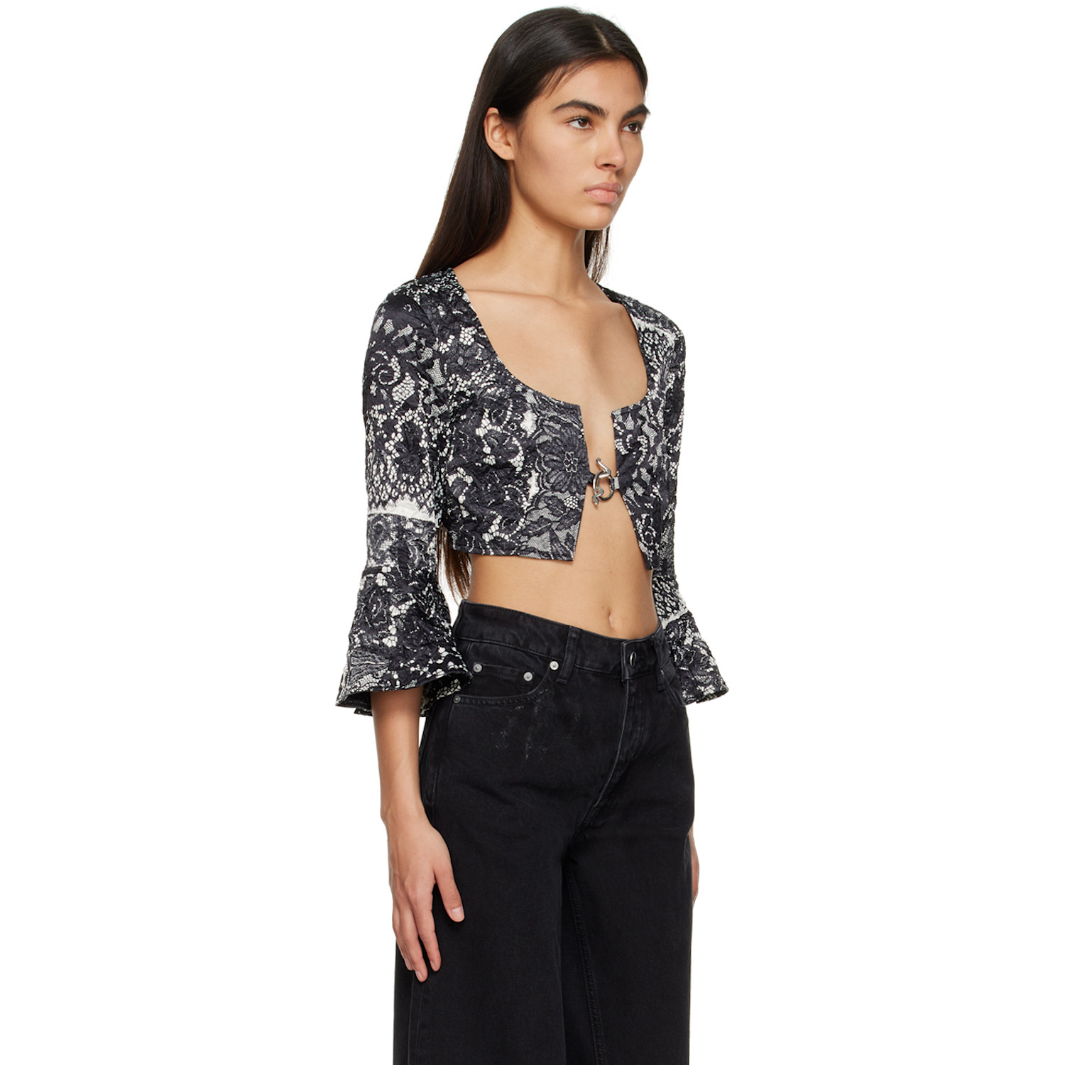  Ganni Black Crinkled Blouse 