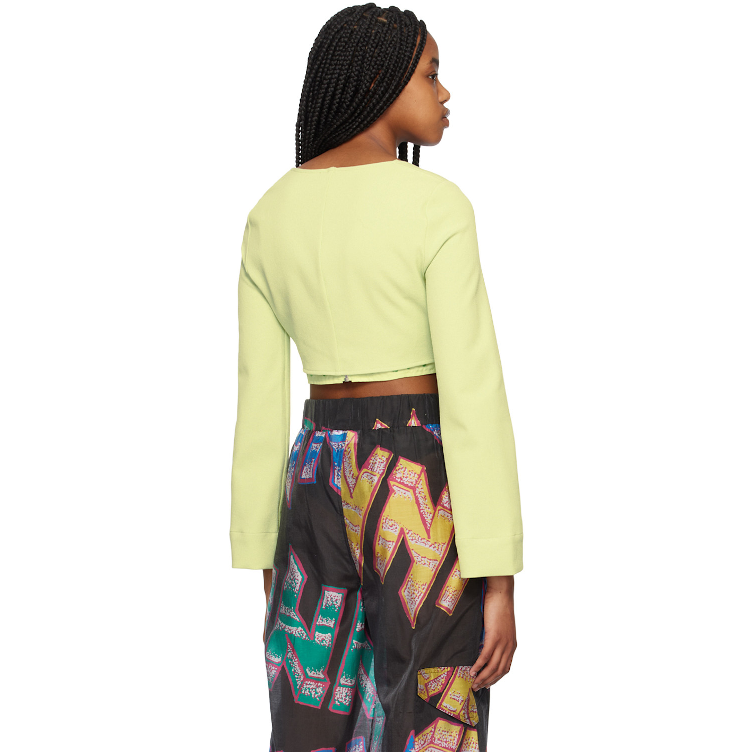  Ganni Green Cropped Blouse 