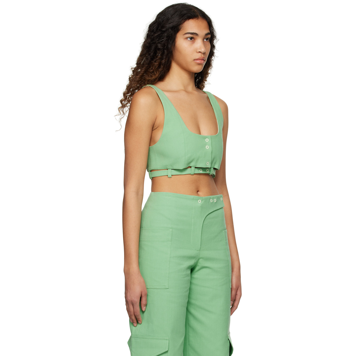  Ganni Green Suiting Tank Top 