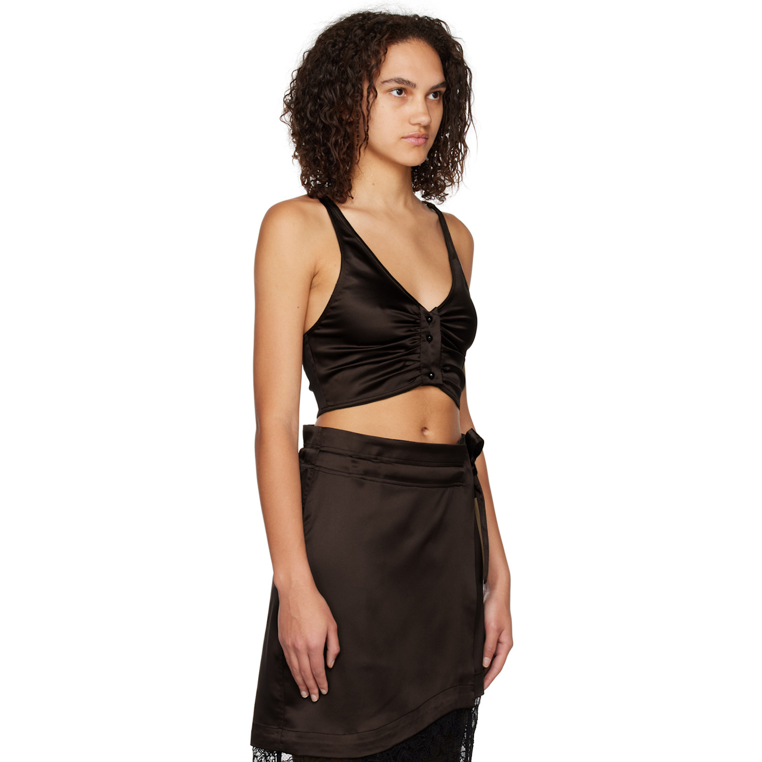  Ganni Brown Criss-cross Camisole 