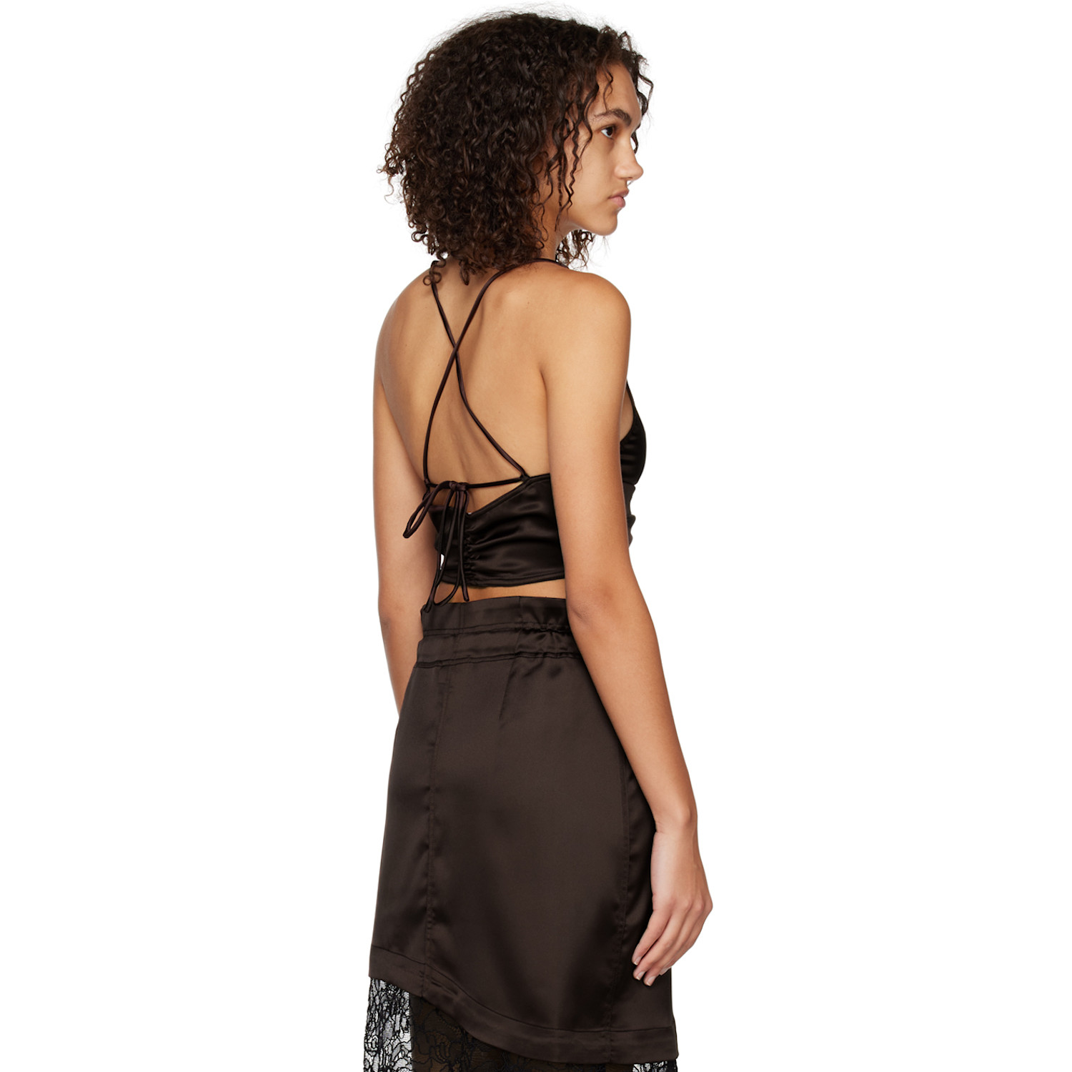  Ganni Brown Criss-cross Camisole 