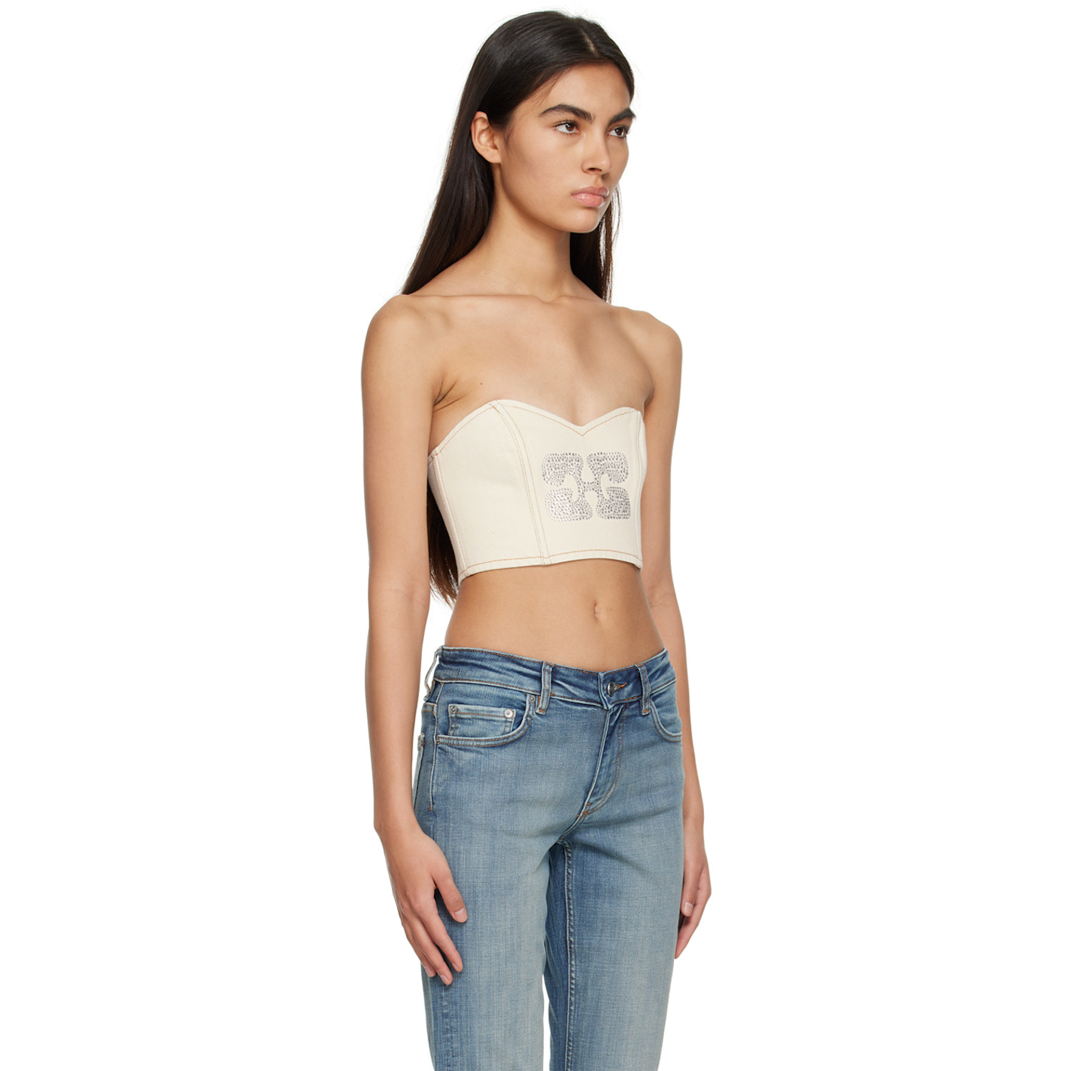  Ganni Off-white Sparkle Denim Tank Top 