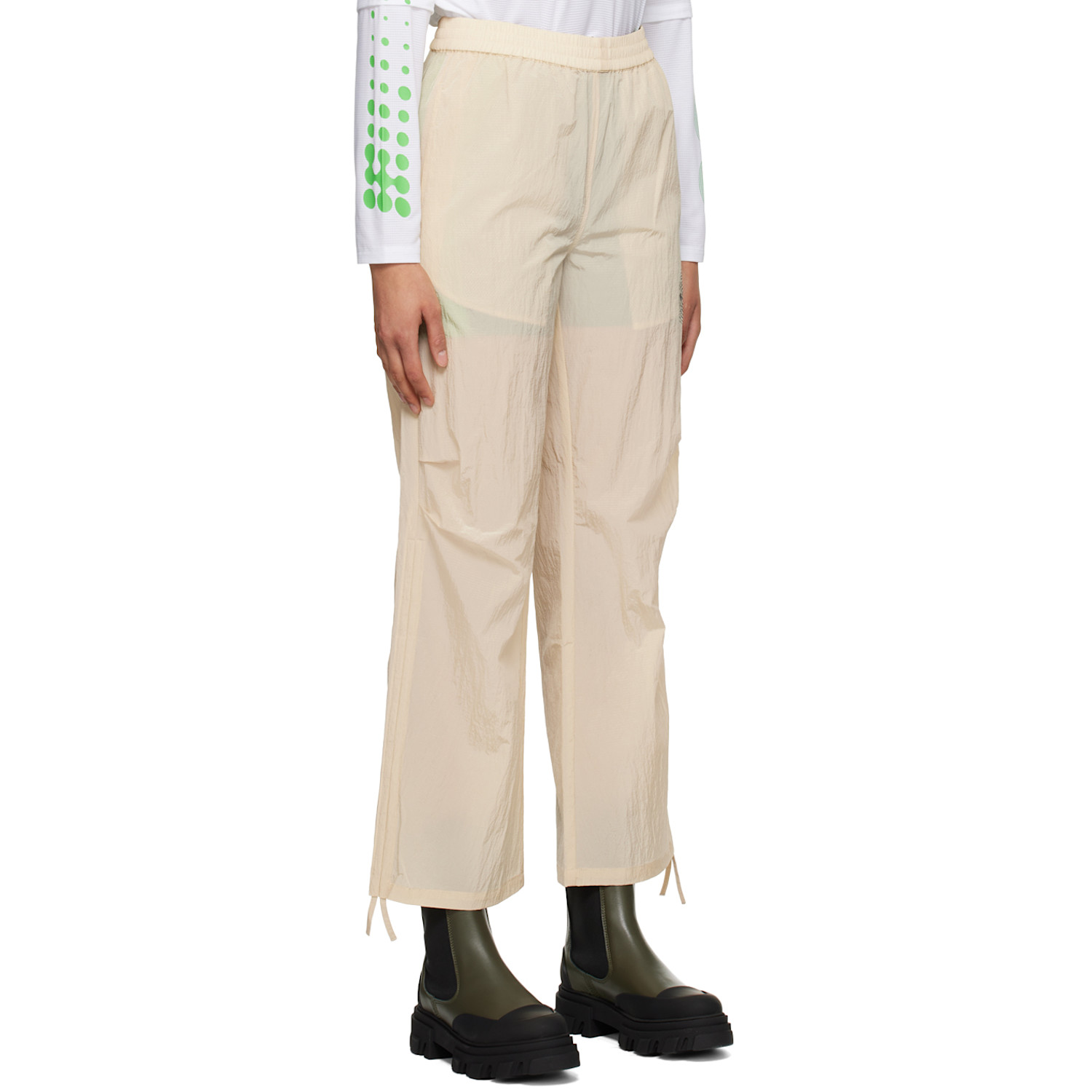  Ganni Beige Light Tech Drawstring Pants 