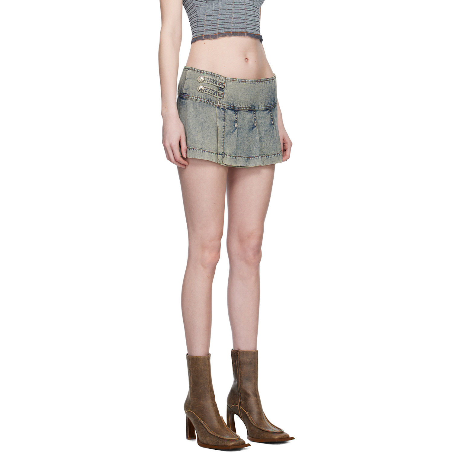  Knwls Blue Pleated Miniskirt 