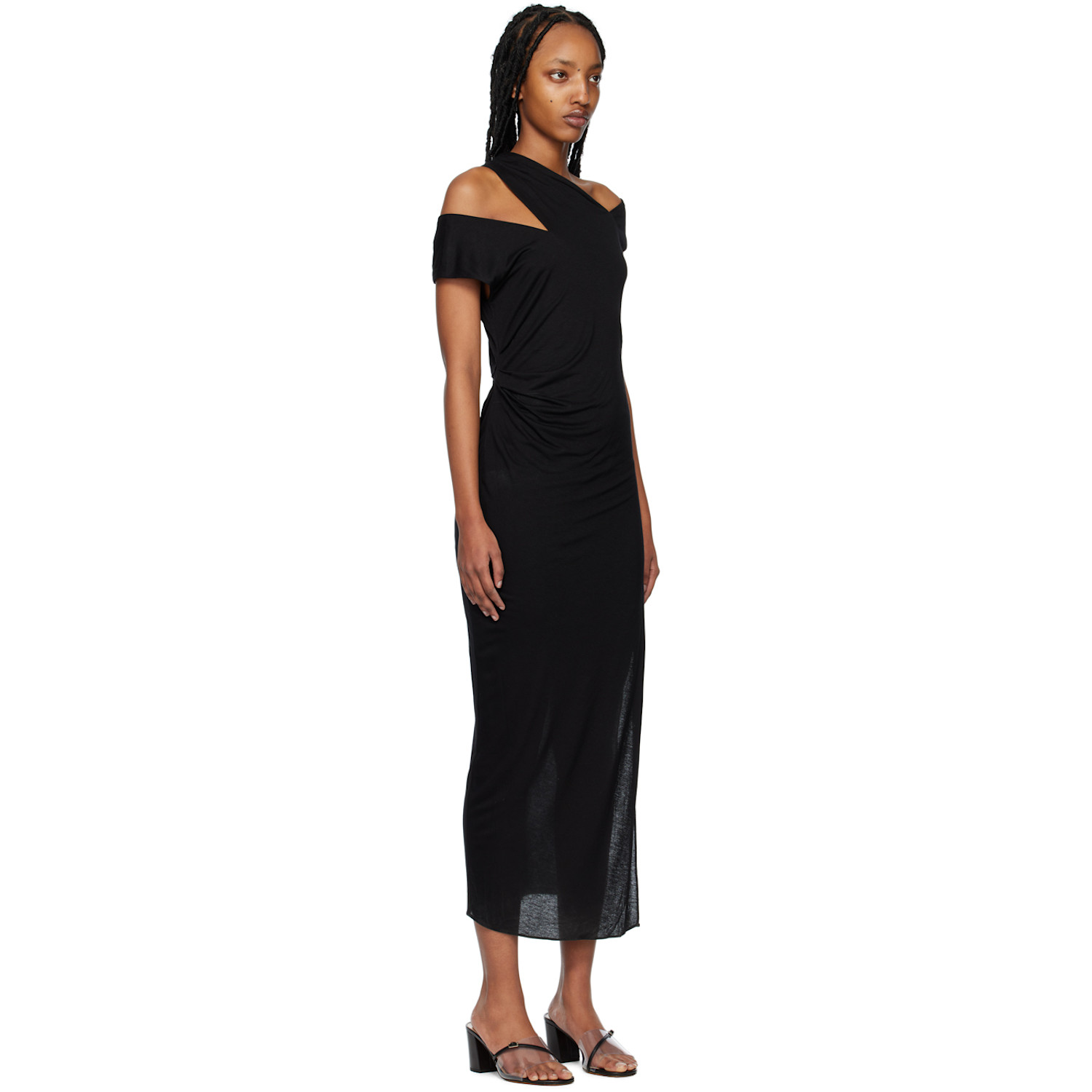  Helmut Lang Navy Scala Midi Dress 