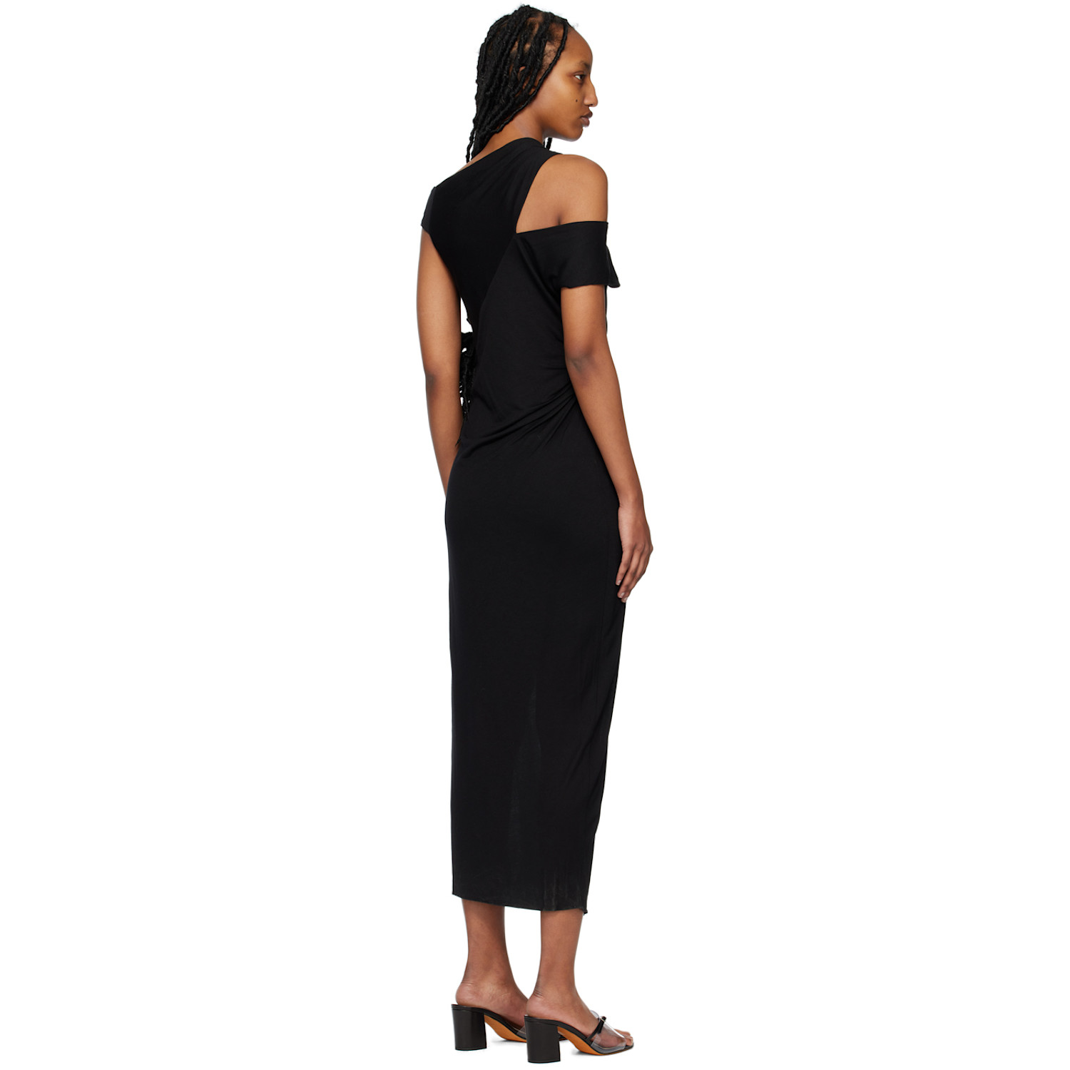  Helmut Lang Navy Scala Midi Dress 