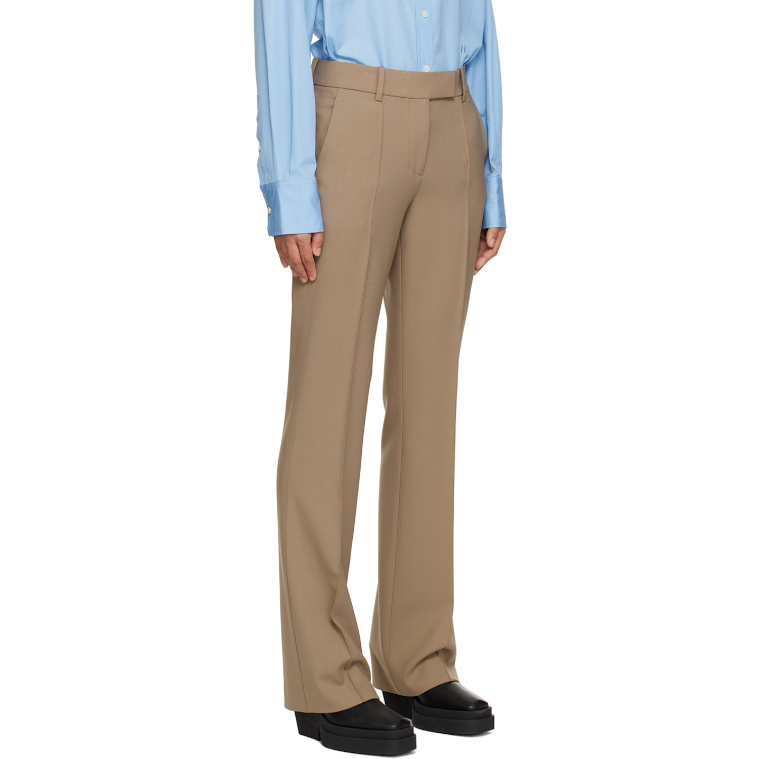  Helmut Lang Taupe Pinched Seam Trousers 