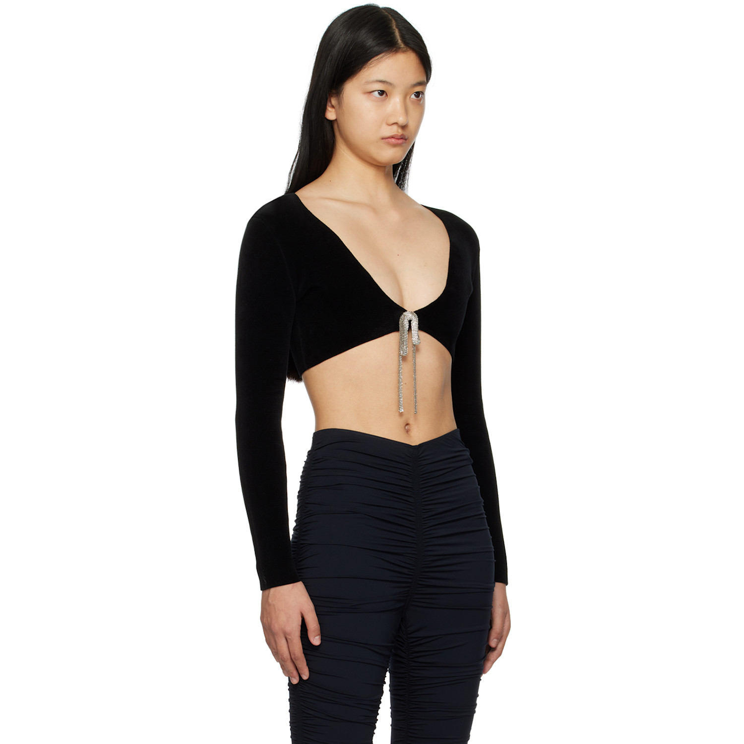  Alexander Wang Black Cropped Cardigan 