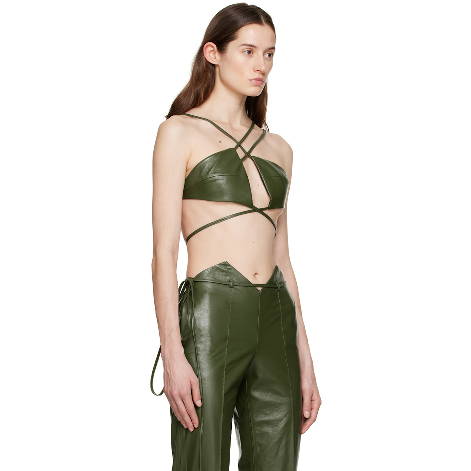  Aya Muse Green Montiva Faux-leather Bra 