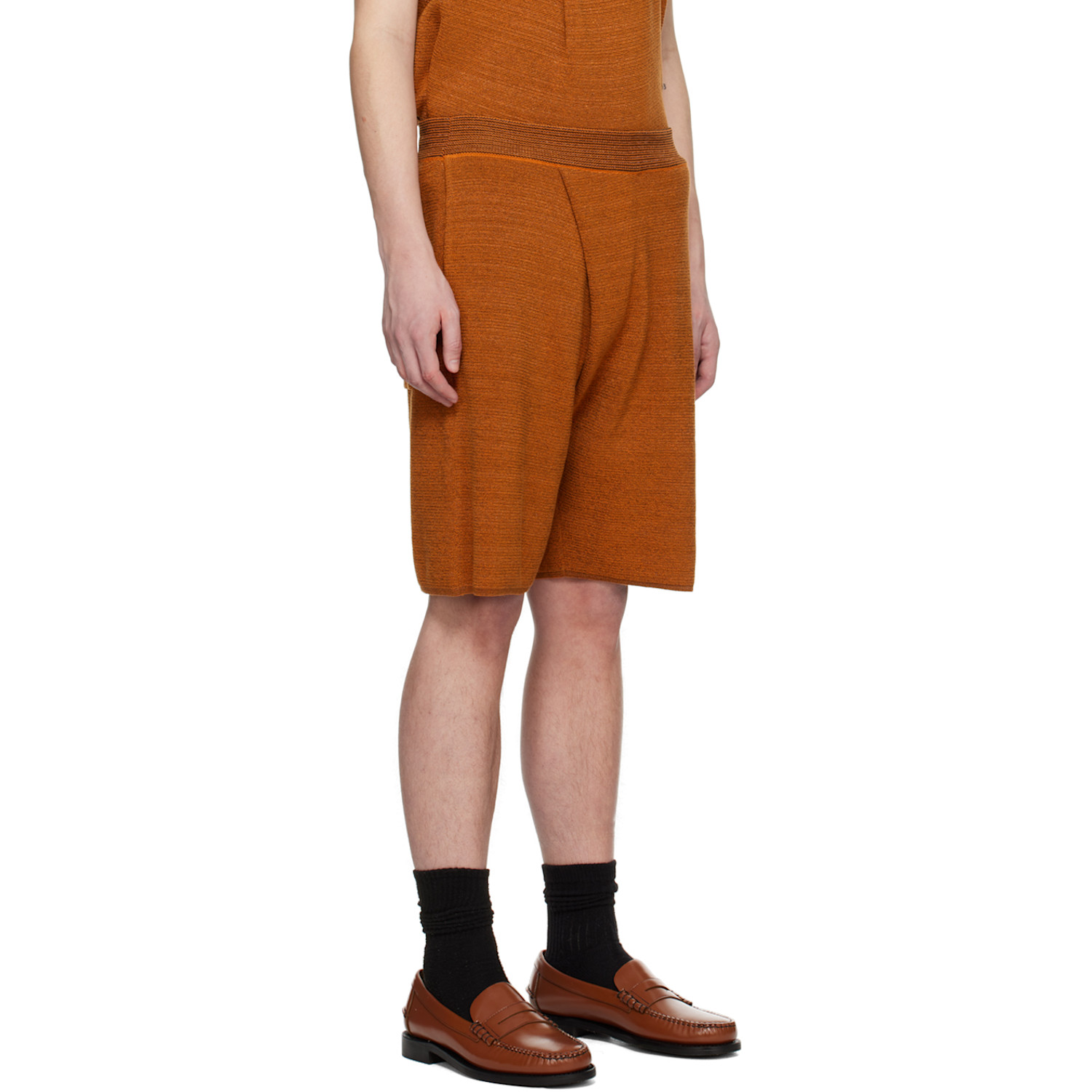  Bianca Saunders Orange Pleat Shorts 
