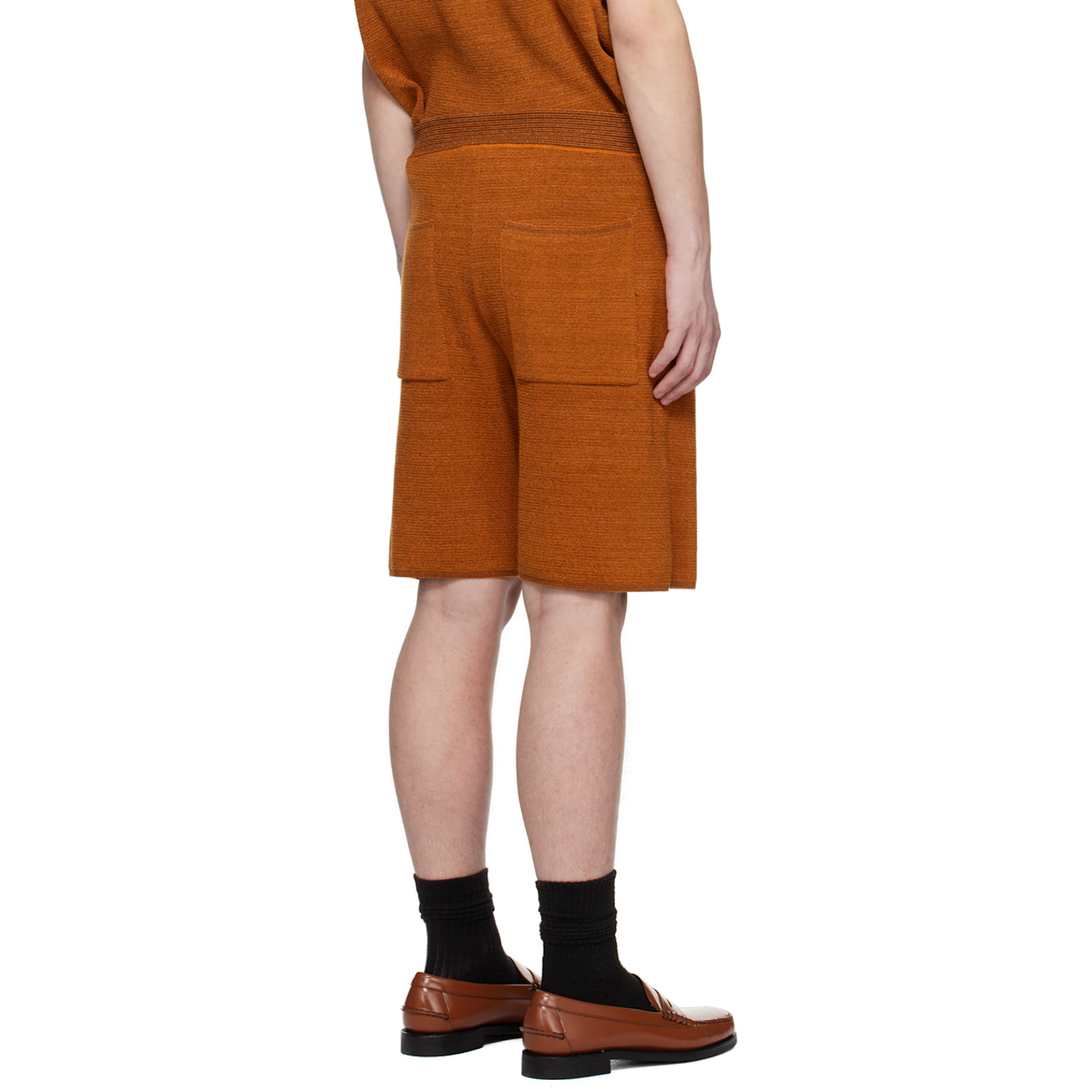  Bianca Saunders Orange Pleat Shorts 