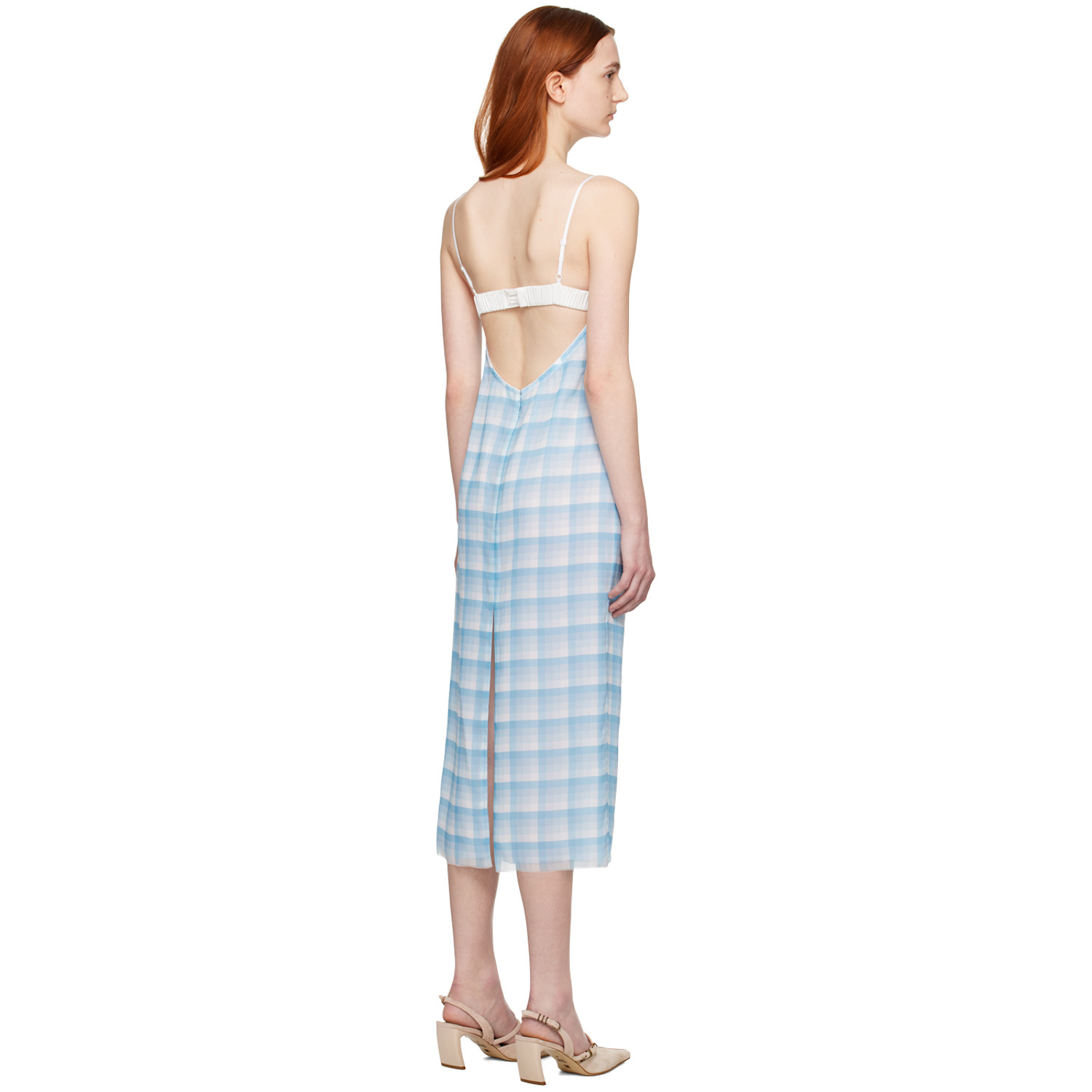  Juneyen Blue Check Midi Dress 