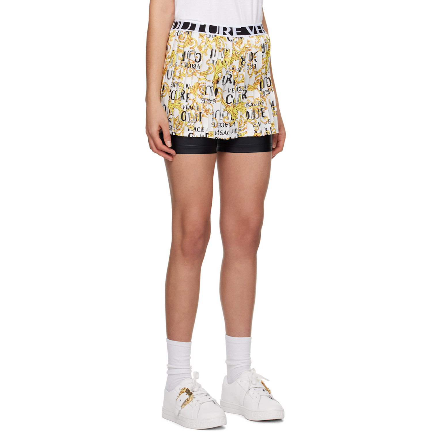  Versace Jeans Couture White Print Shorts 
