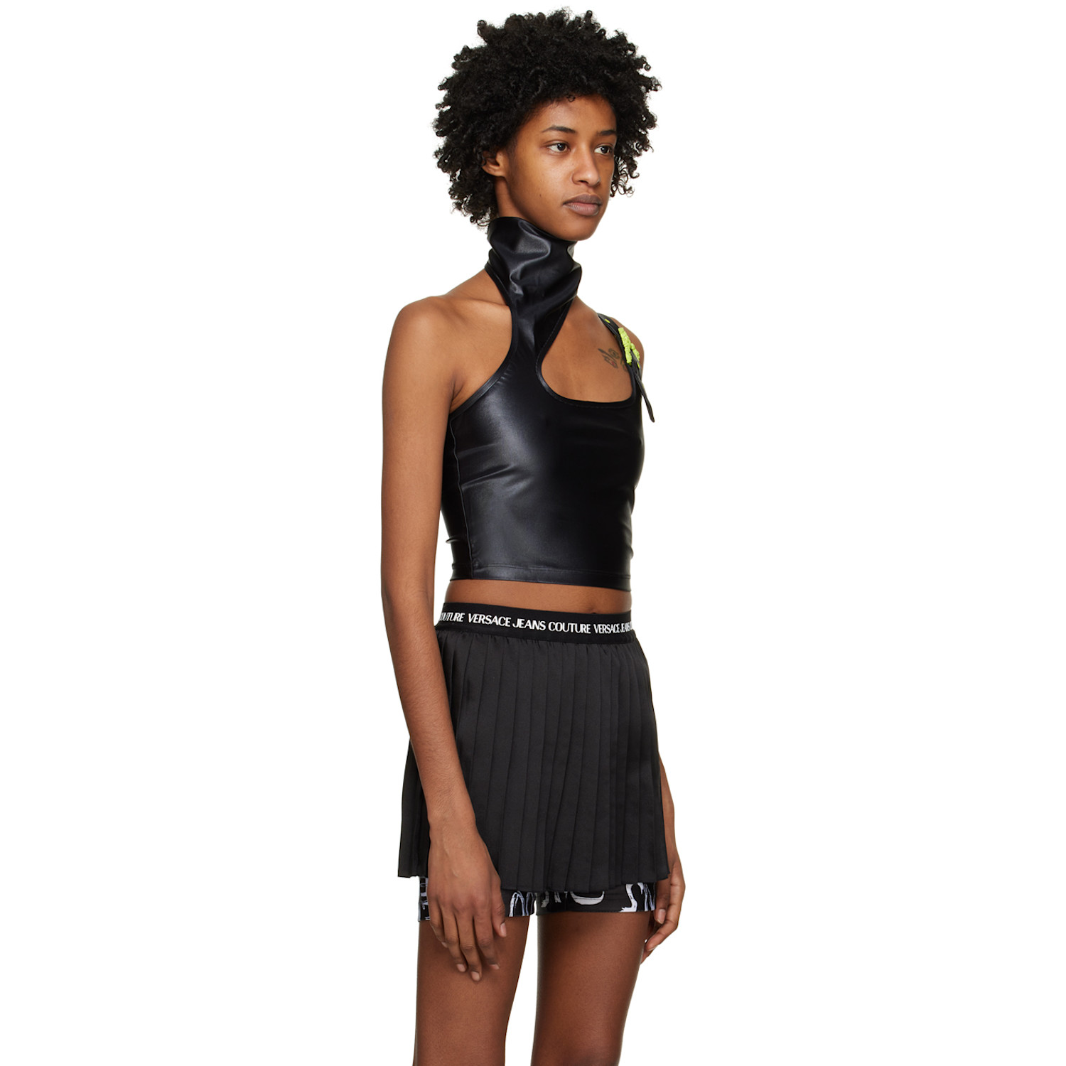 Versace Jeans Couture Black Baroque Buckle Tank Top 