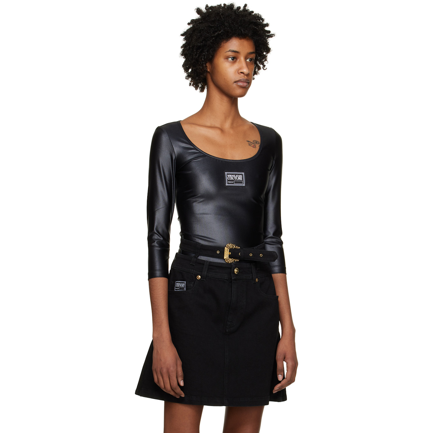  Versace Jeans Couture Black Patch Bodysuit 