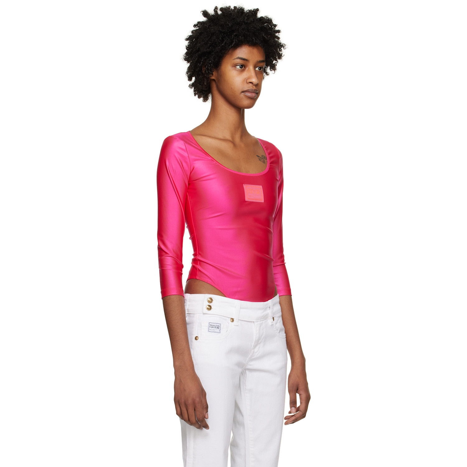  Versace Jeans Couture Pink Patch Bodysuit 