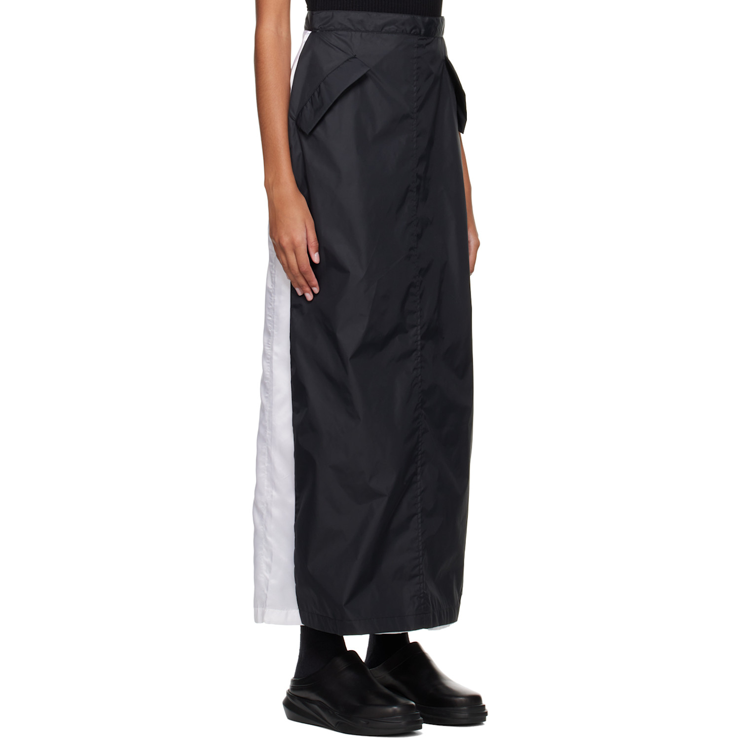  Spencer Badu Black Layered Midi Skirt 