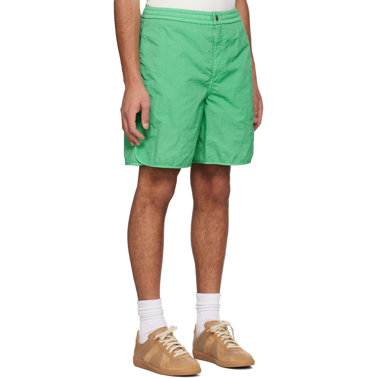  Solid Homme Green Embroidered Shorts 