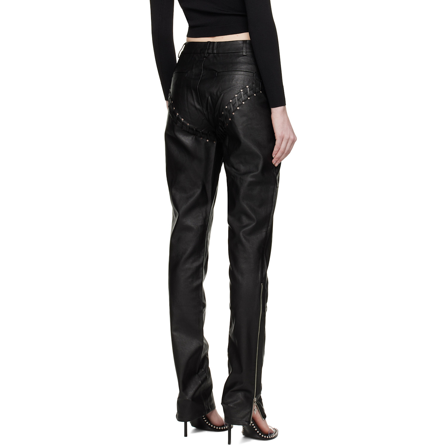  Miaou Black Hannah Jewett Edition Jet Faux-leather Trousers 