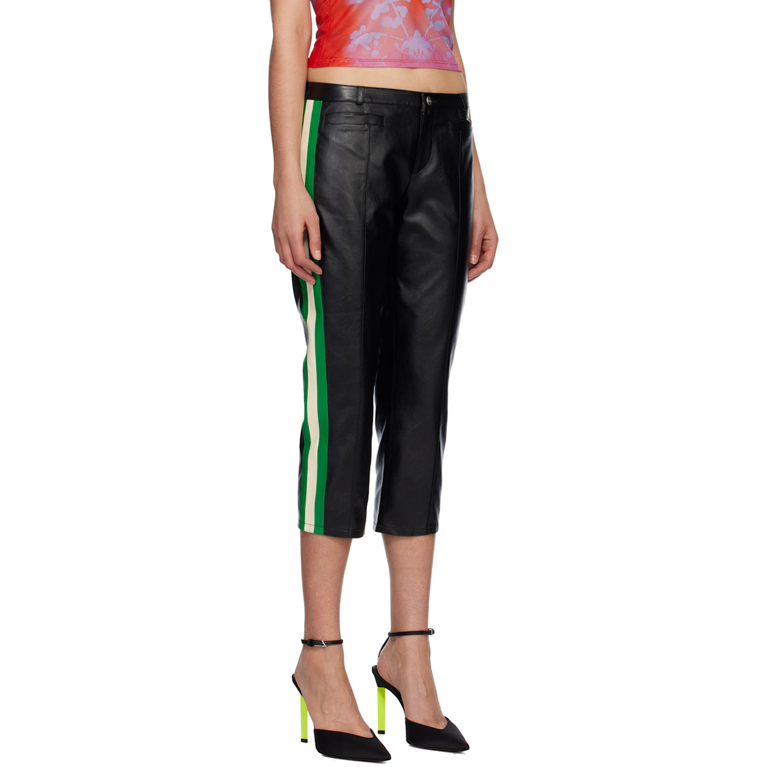  Miaou Black Capri Faux-leather Trousers 