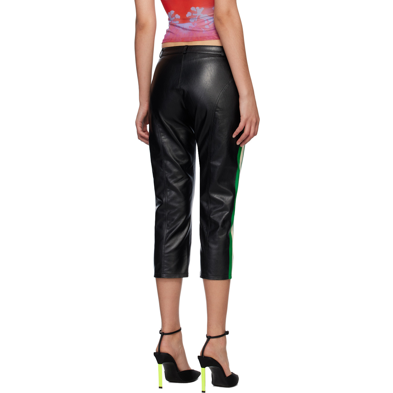  Miaou Black Capri Faux-leather Trousers 