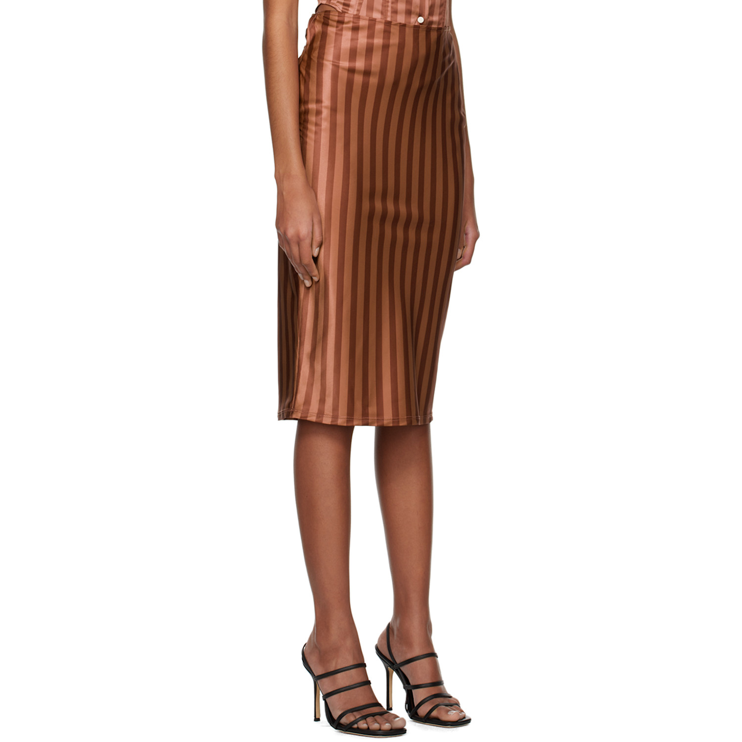  Miaou Ssense Work Capsule – Brown Verona Midi Skirt 