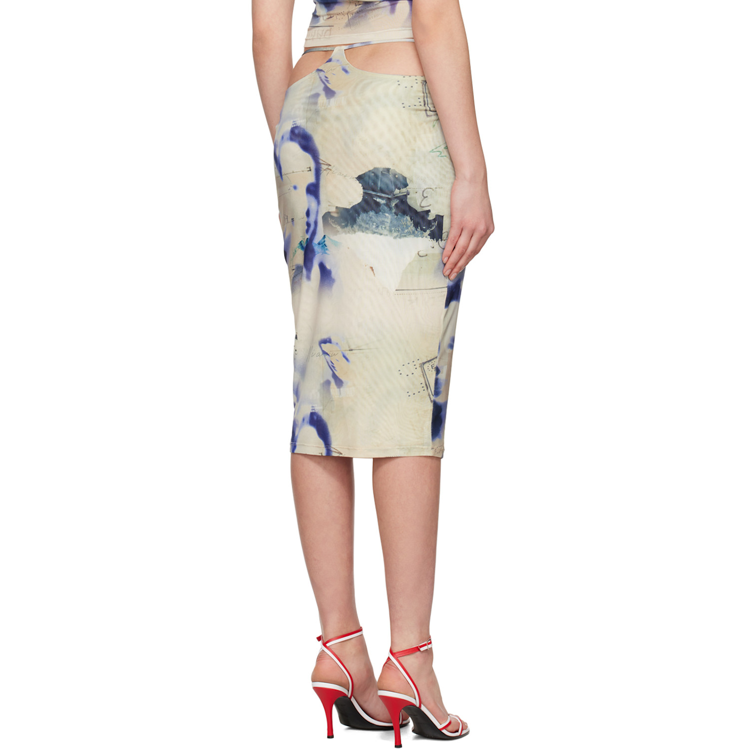  Miaou Beige & Purple Verona Midi Skirt 