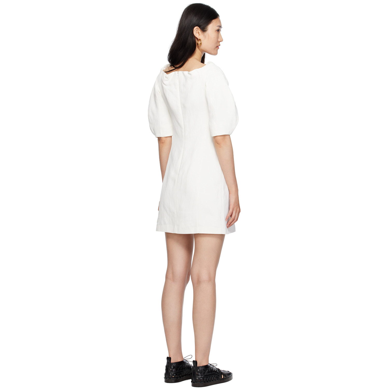  Jil Sander White Cowl Neck Minidress 