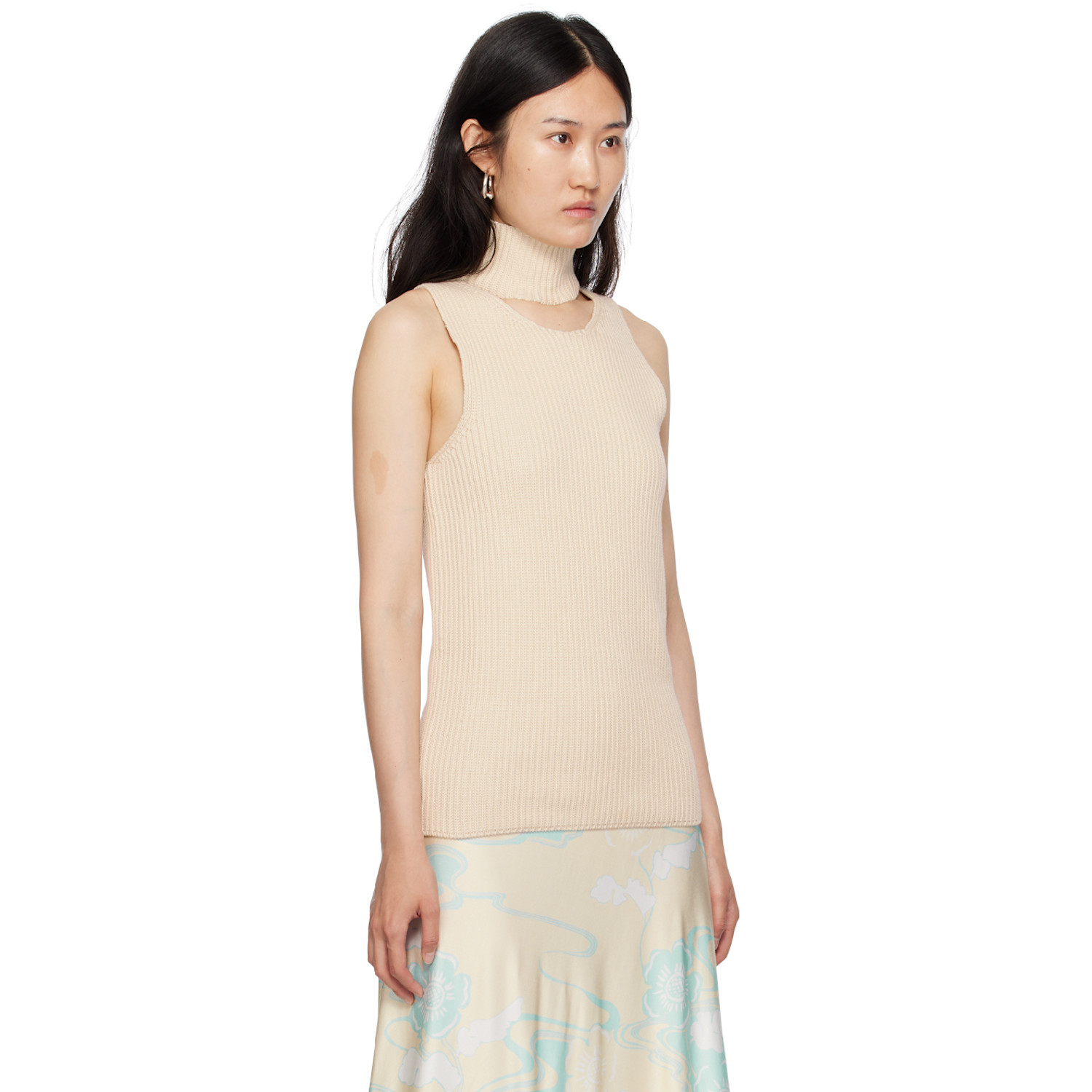  Jil Sander Beige Detachable Collar Tank Top 