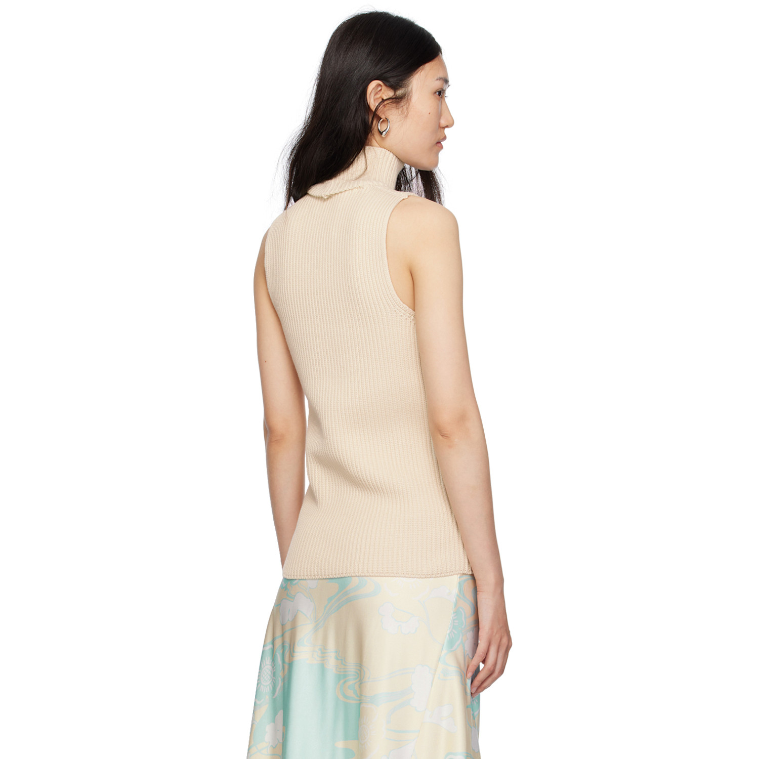  Jil Sander Beige Detachable Collar Tank Top 