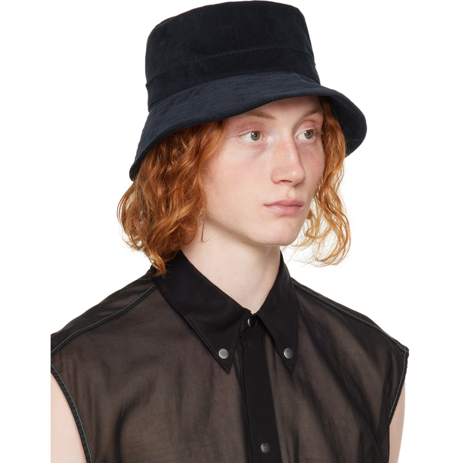 Jil Sander Navy Corduroy Bucket Hat 