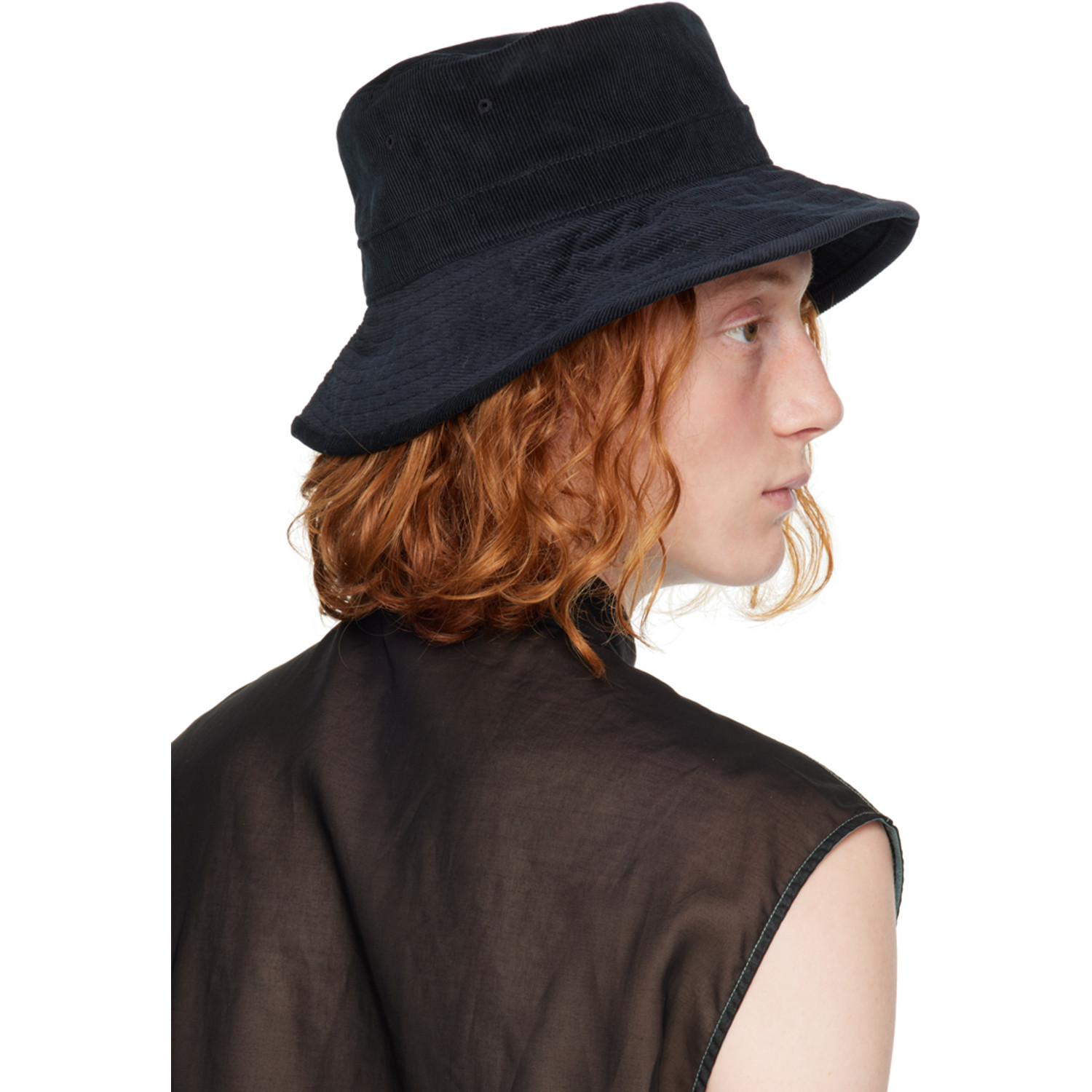  Jil Sander Navy Corduroy Bucket Hat 