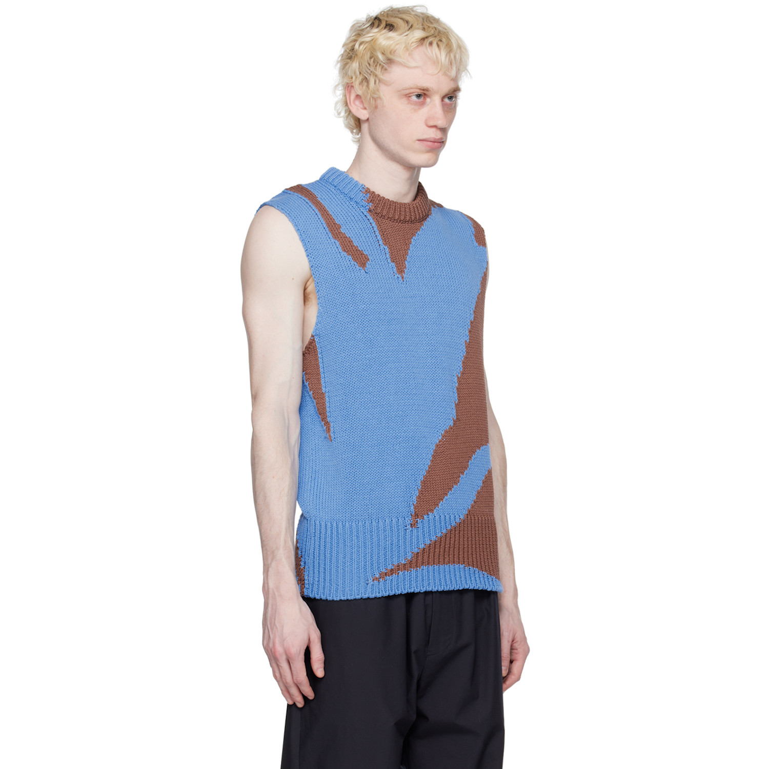 Jil Sander Blue Intarsia Vest 