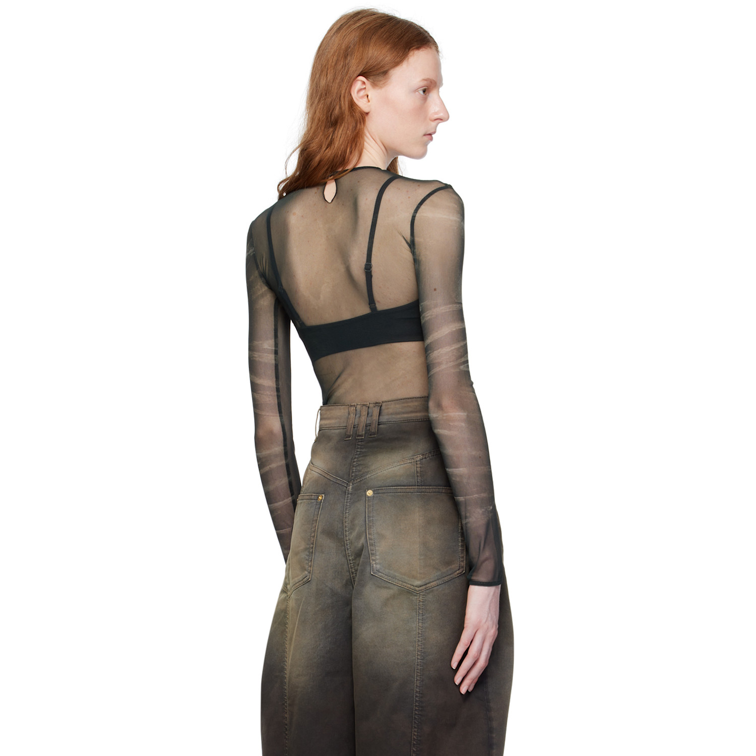  Balmain Black Printed Long Sleeve T-shirt 