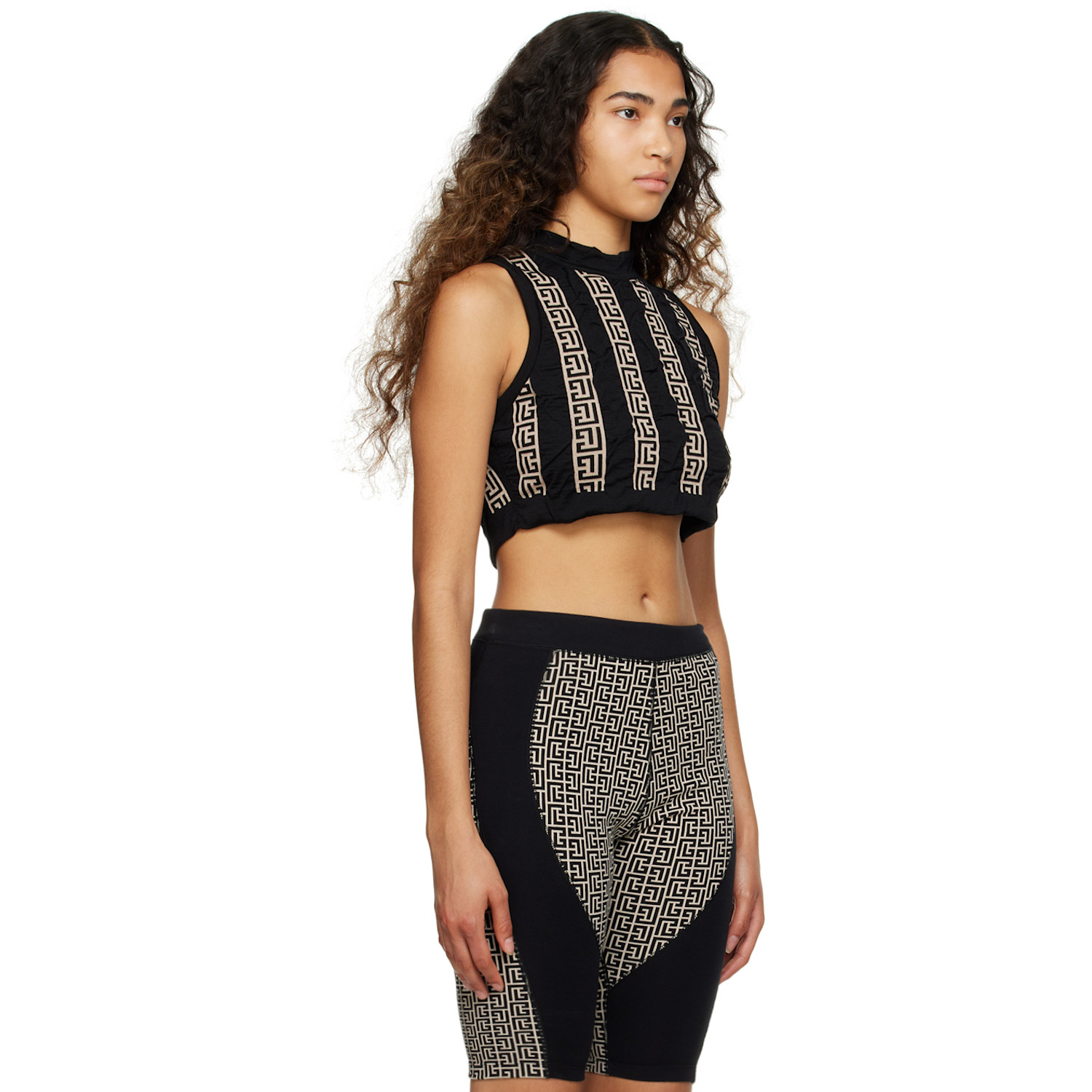  Balmain Black Crinkled Tank Top 