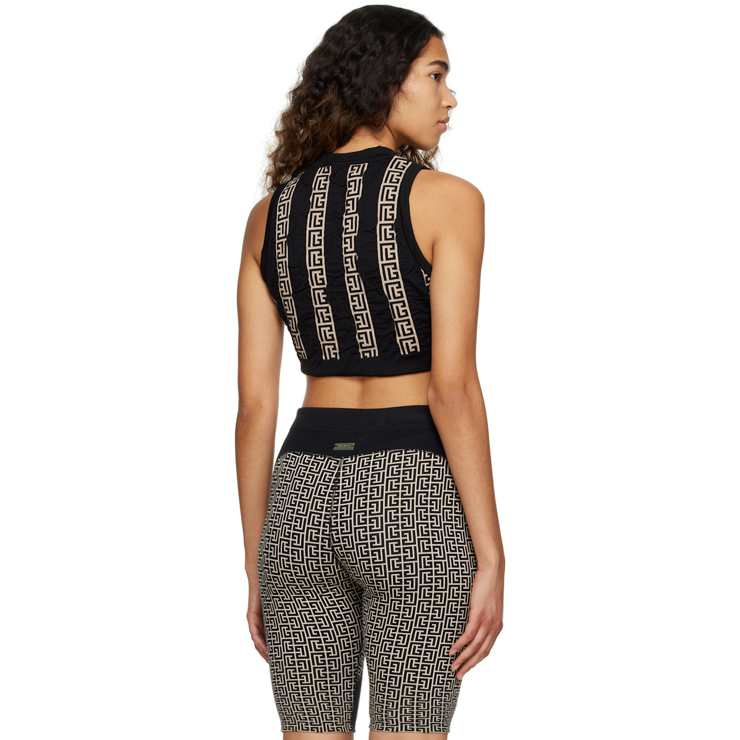  Balmain Black Crinkled Tank Top 