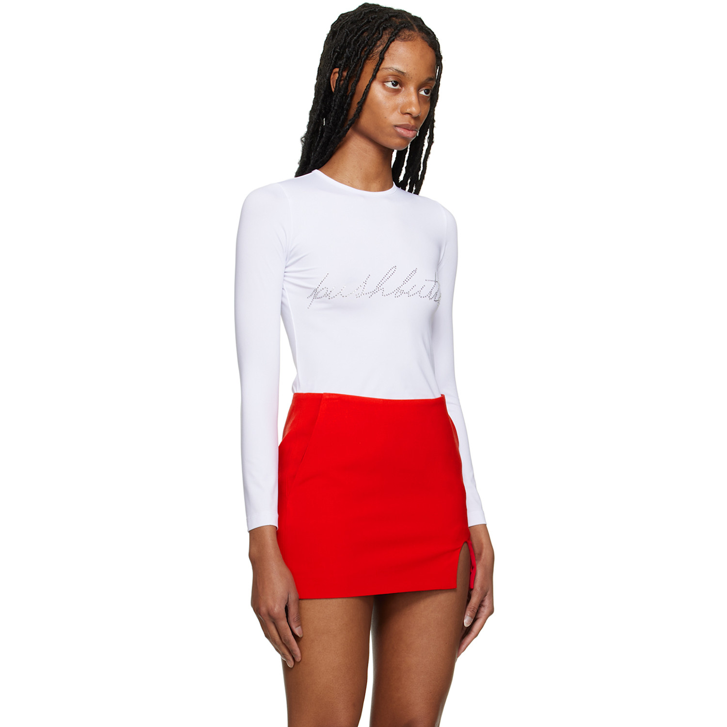  Pushbutton White Crystal Long Sleeve T-shirt 