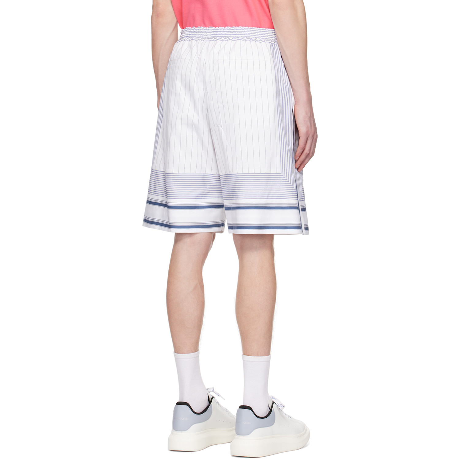 Mcqueen White & Blue Striped Shorts 