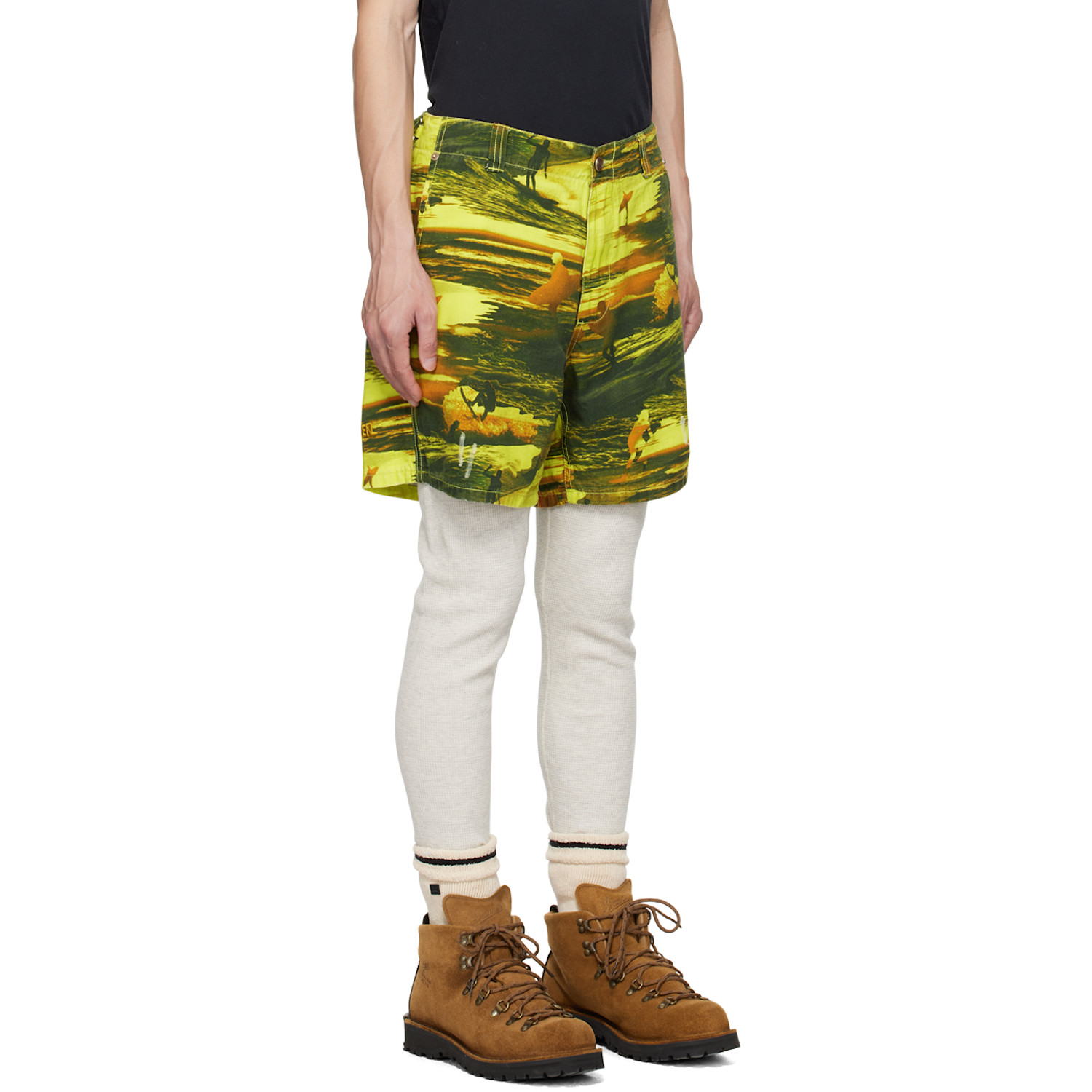  Erl Green Embroidered Shorts 