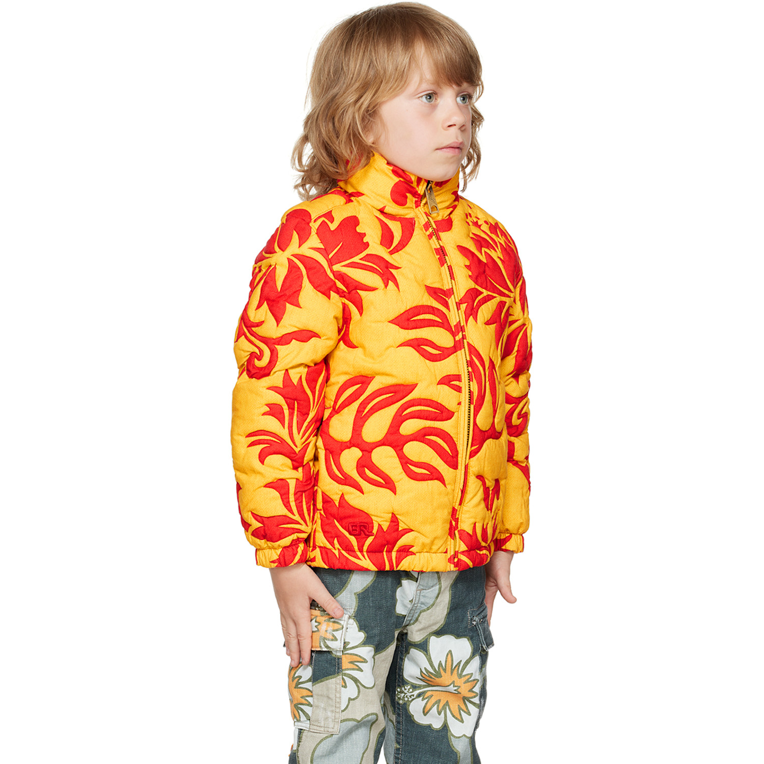  Erl Kids Orange Quilted Jacket 