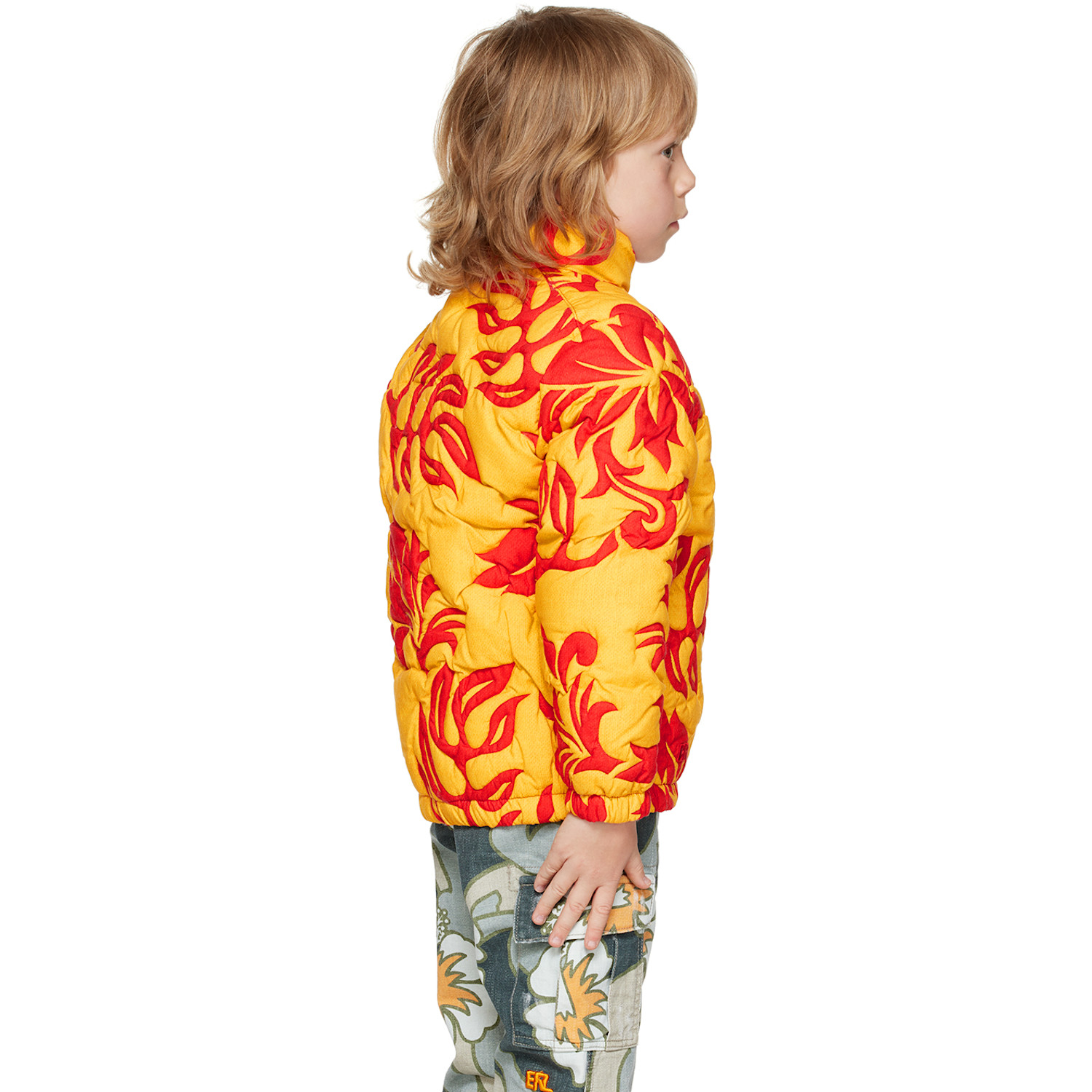  Erl Kids Orange Quilted Jacket 