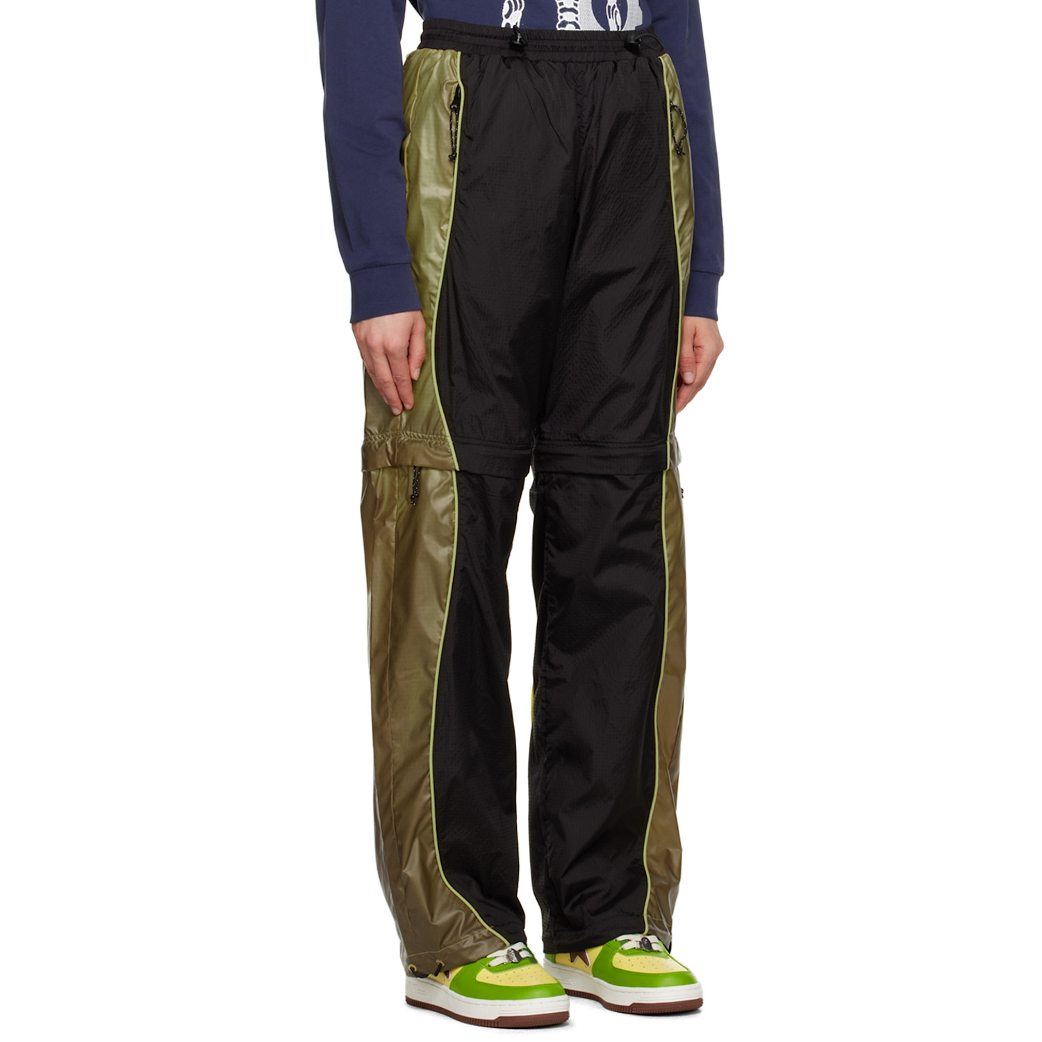  Brain Dead Black & Green Zip Off Trousers 