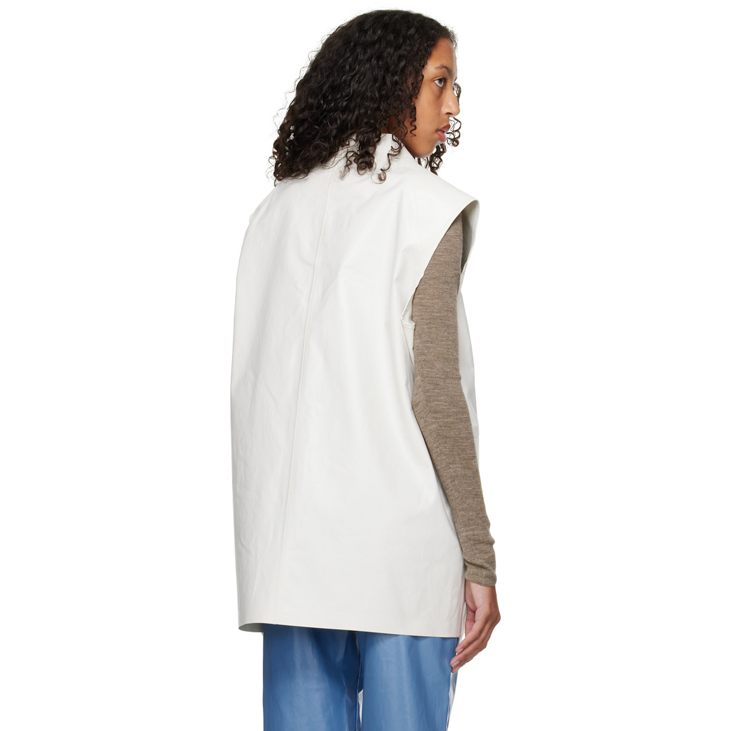  Kassl Editions White Sleeveless Blazer 