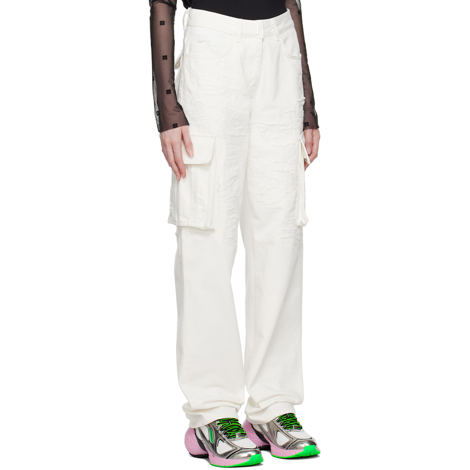  Givenchy White Oversized Cargo Pants 