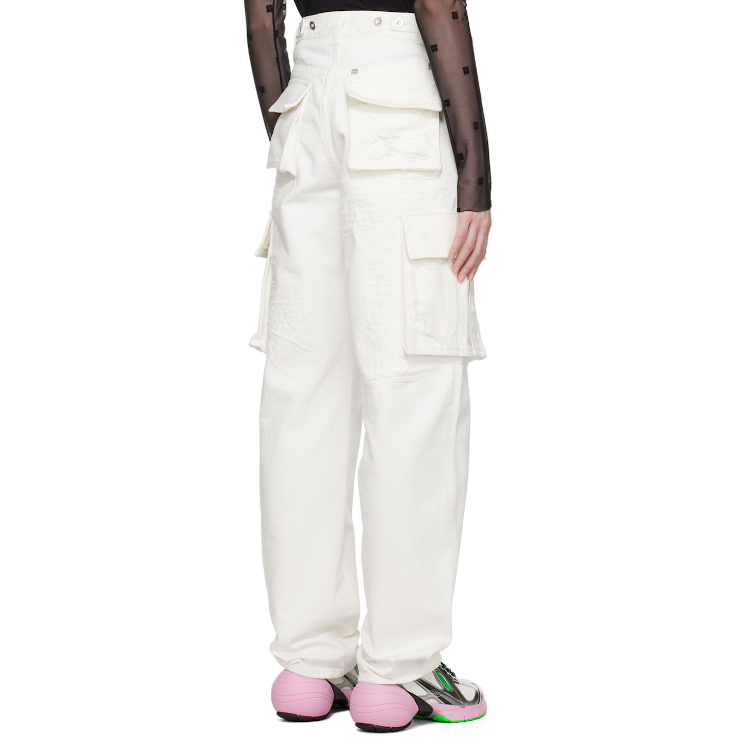  Givenchy White Oversized Cargo Pants 