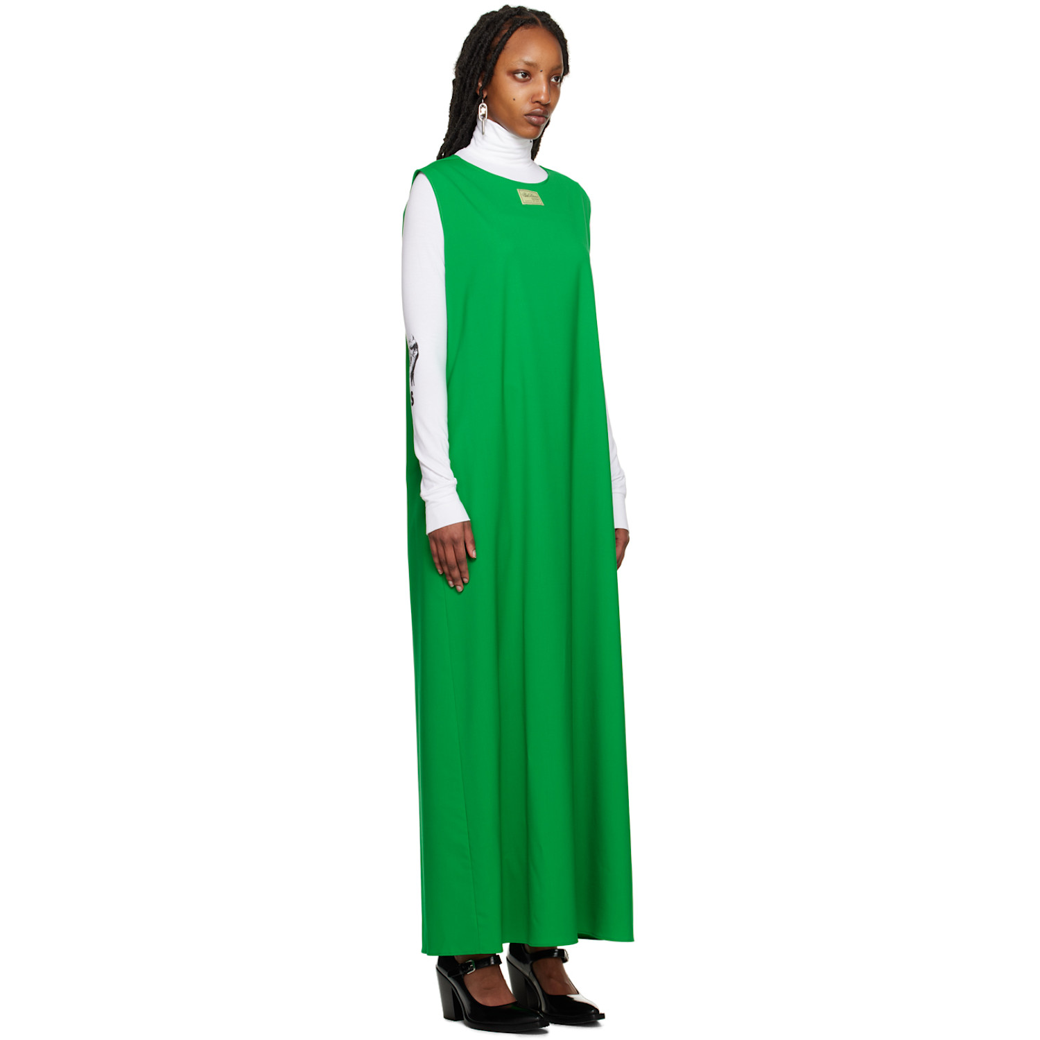  Raf Simons Green Crewneck Maxi Dress 