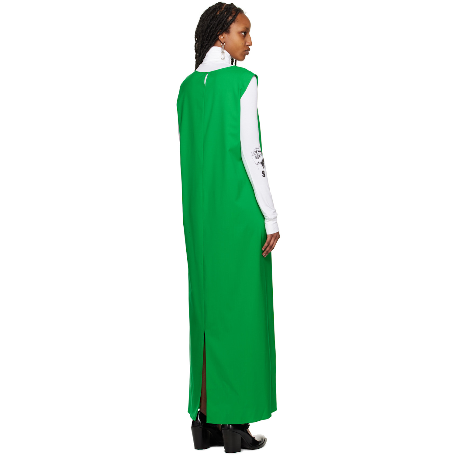  Raf Simons Green Crewneck Maxi Dress 