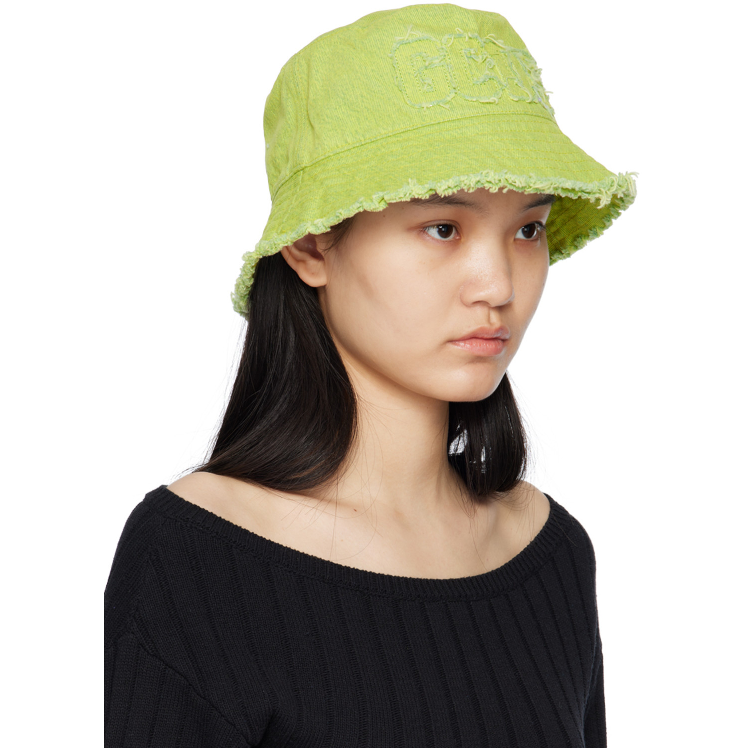  Gcds Green Distressed Bucket Hat 