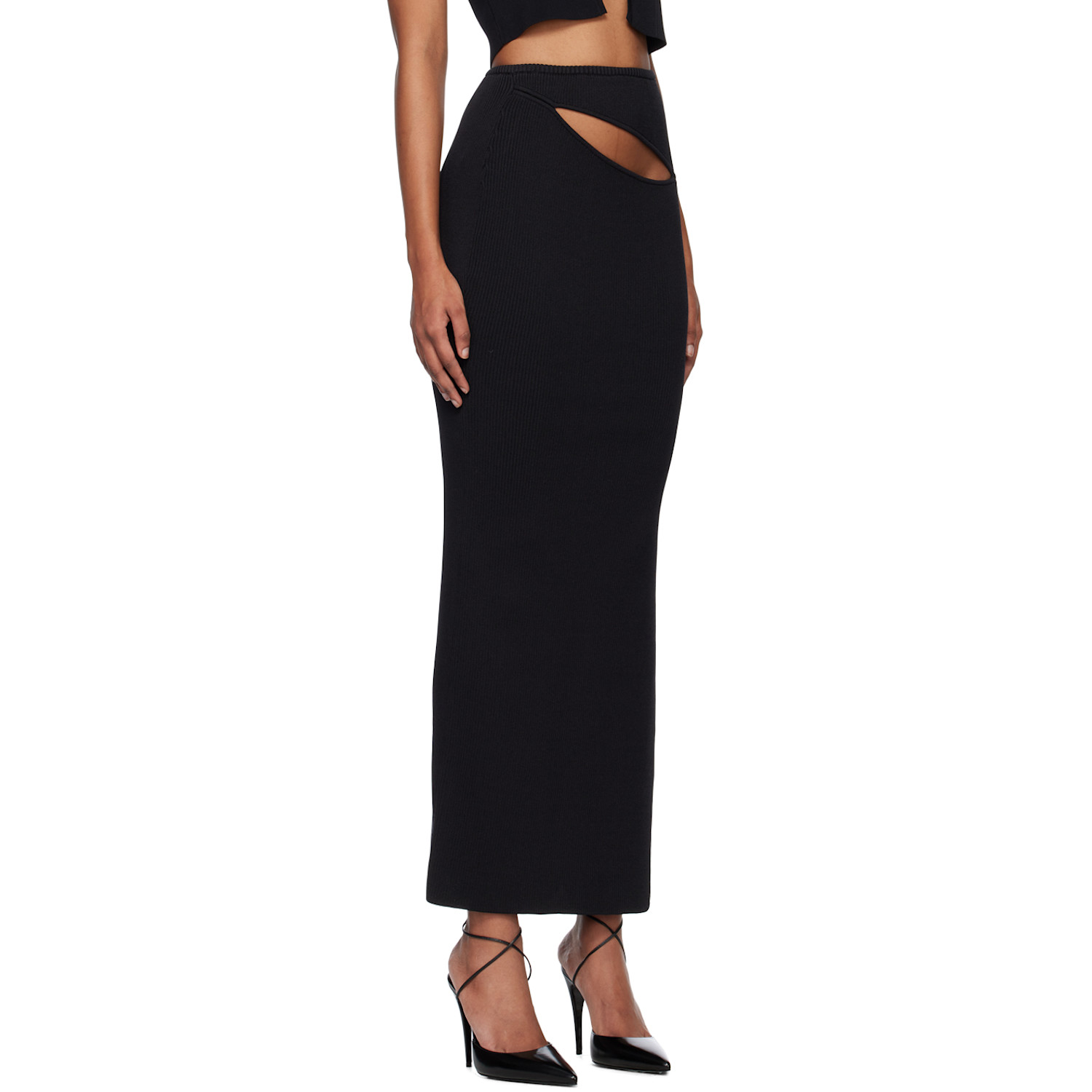  Christopher Esber Black Hip Slash Maxi Skirt 