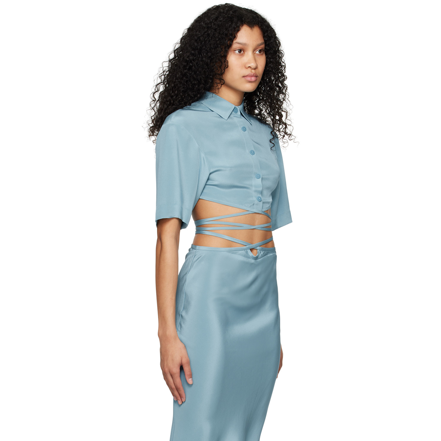 Christopher Esber Blue Crop Tie Shirt 